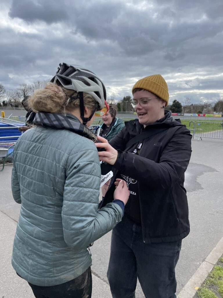 Awarding a Hiplok GOLD bicycle chain lock as a medal. At north London thunder cats  fixed gear criterium.